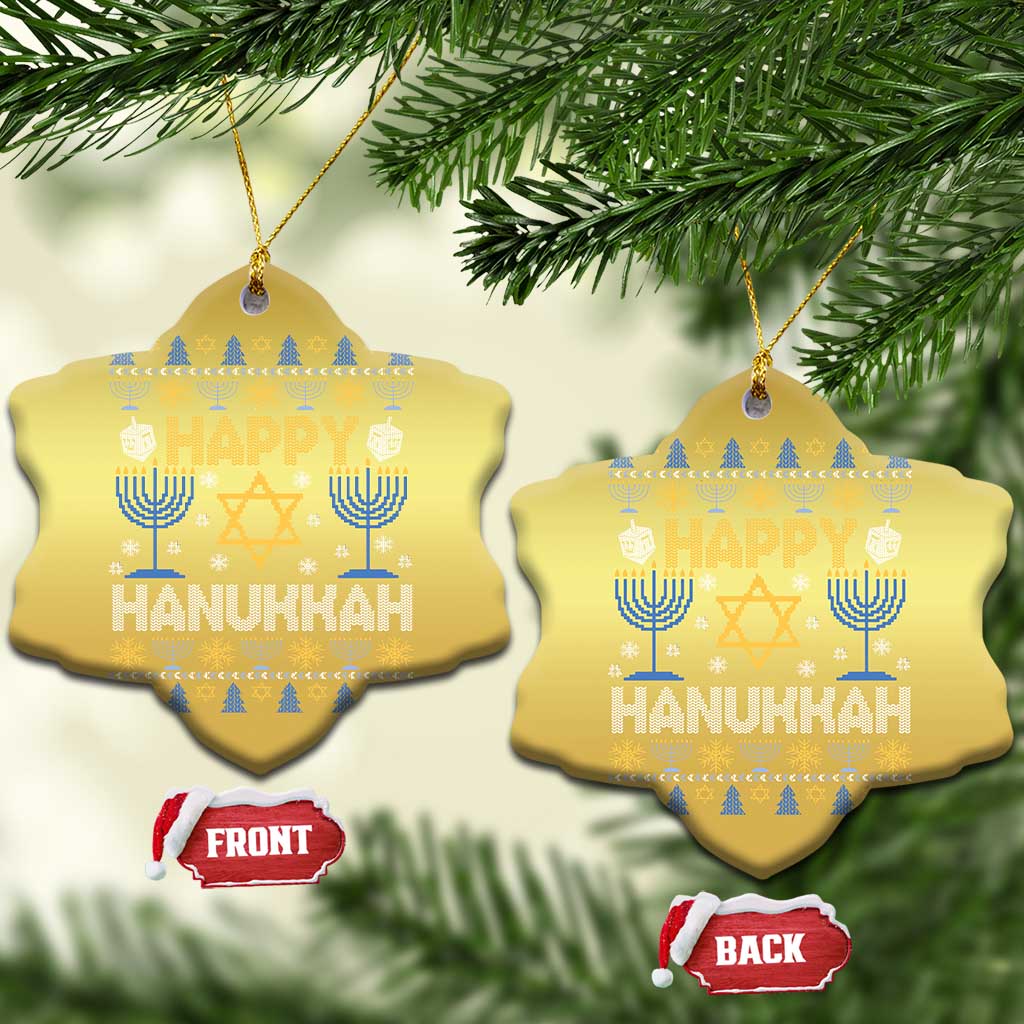 Happy Hanukkah Christmas Ornament Jewish Festival of Lights Hanukkiah Menorah Ugly Chanukah TS02