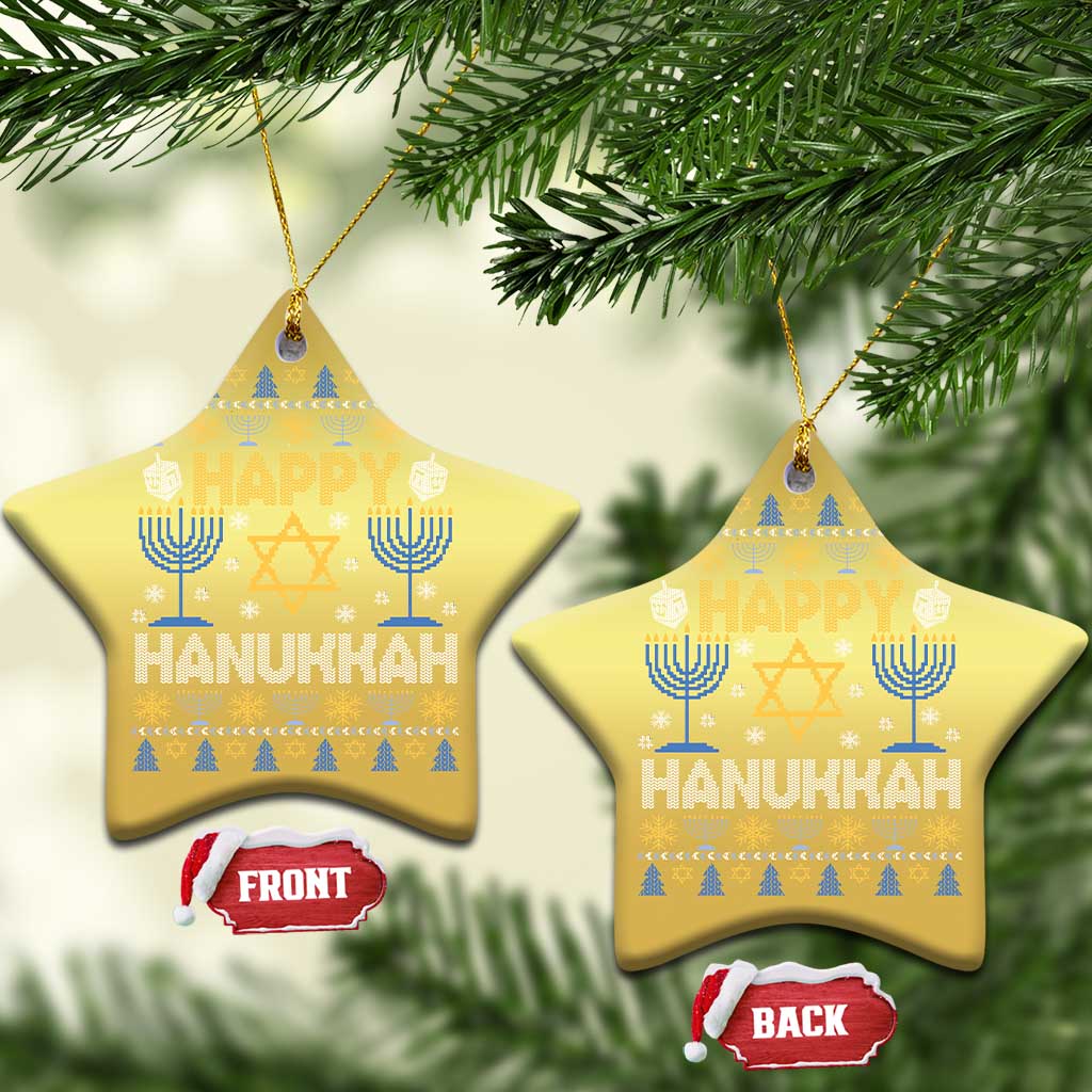 Happy Hanukkah Christmas Ornament Jewish Festival of Lights Hanukkiah Menorah Ugly Chanukah TS02