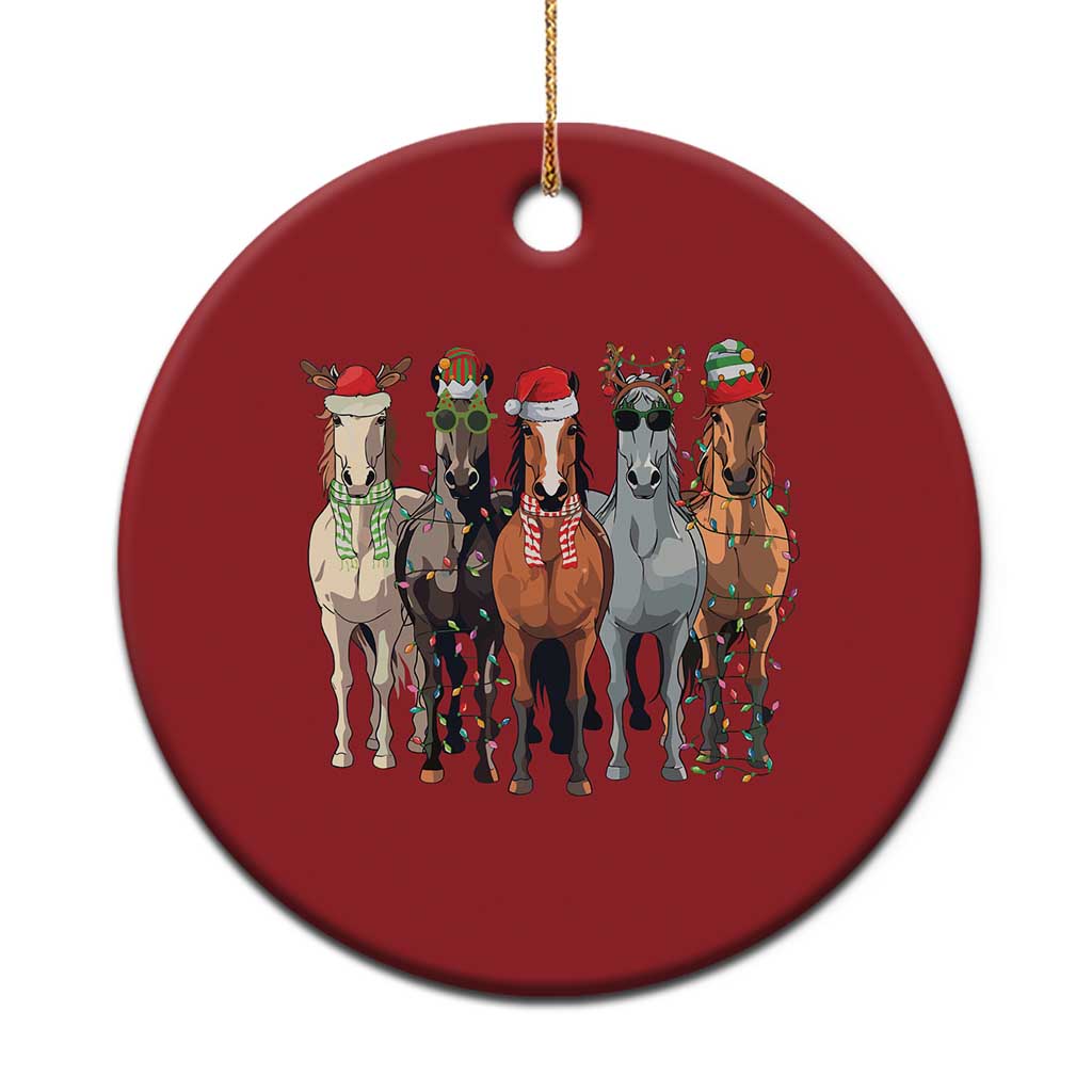 Funny Xmas Horse Christmas Ornament Xmas Light Reindeer Horses Crew with Santa Hat TS02