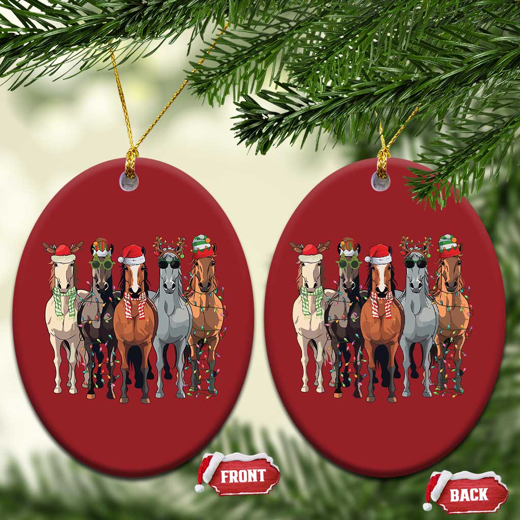 Funny Xmas Horse Christmas Ornament Xmas Light Reindeer Horses Crew with Santa Hat TS02