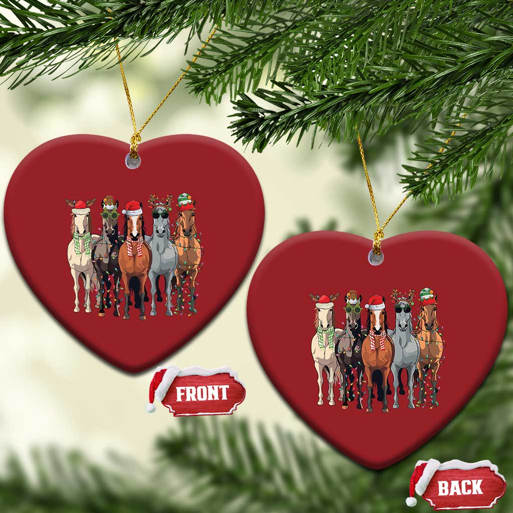 Funny Xmas Horse Christmas Ornament Xmas Light Reindeer Horses Crew with Santa Hat TS02