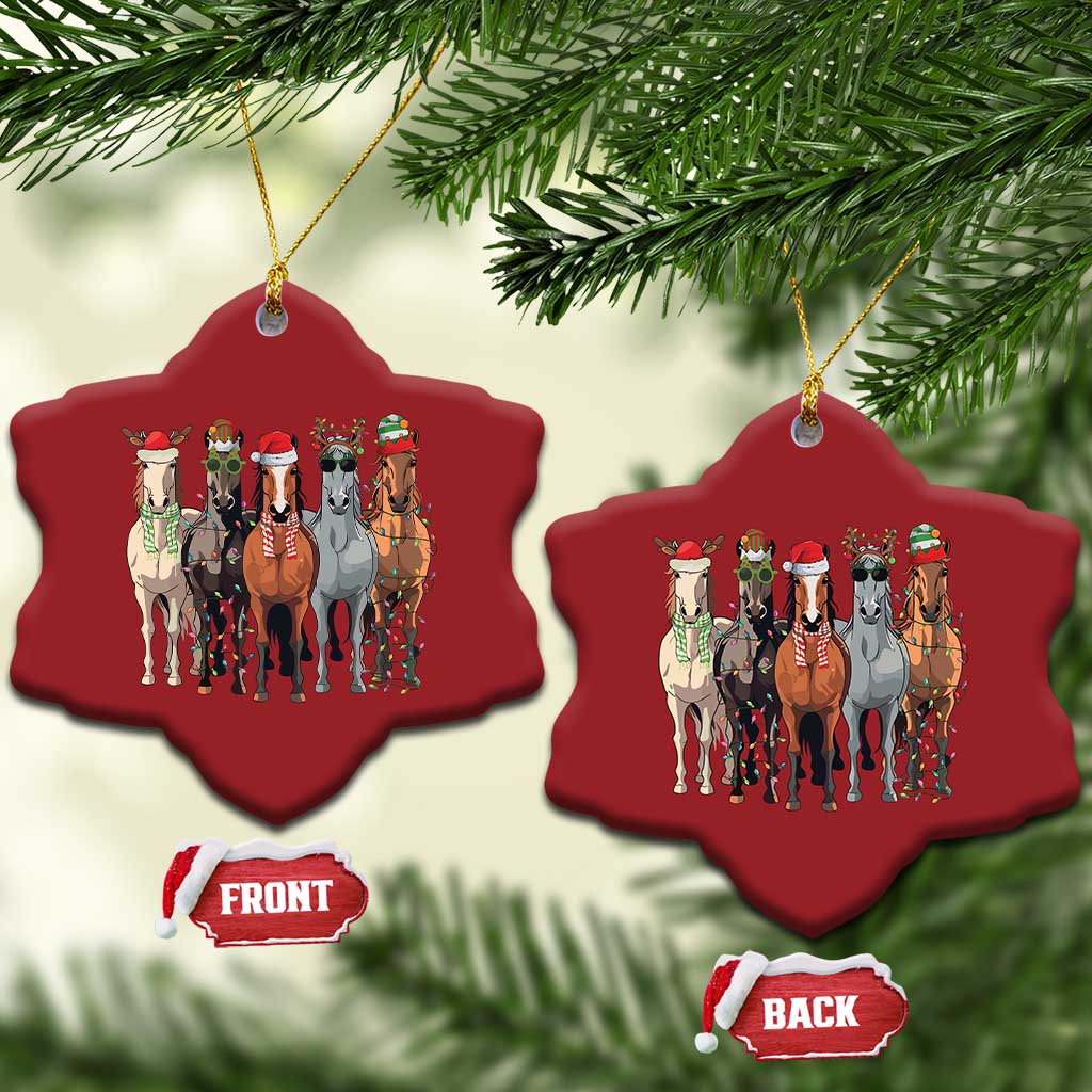 Funny Xmas Horse Christmas Ornament Xmas Light Reindeer Horses Crew with Santa Hat TS02