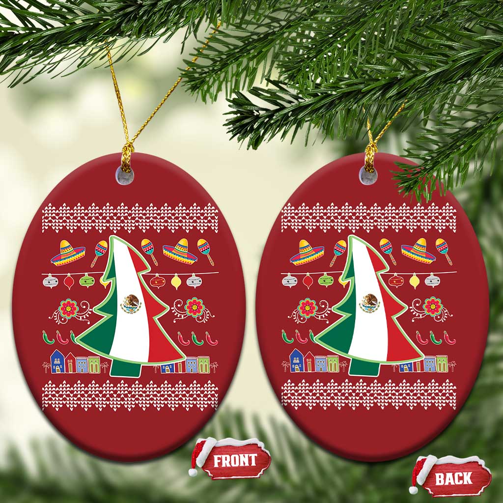 Mexican Xmas Christmas Ornament Mexico Flag Xmas Tree Ugly Sweater TS02
