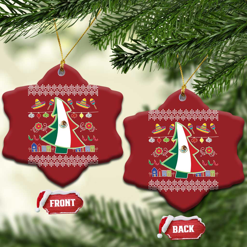Mexican Xmas Christmas Ornament Mexico Flag Xmas Tree Ugly Sweater TS02