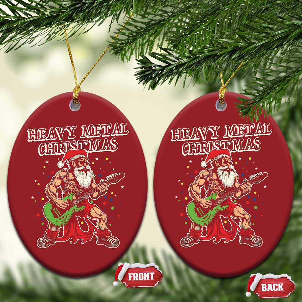 Heavy Metal Santa Christmas Ornament Playing Guitar Christmas Rock Music Lover TS02