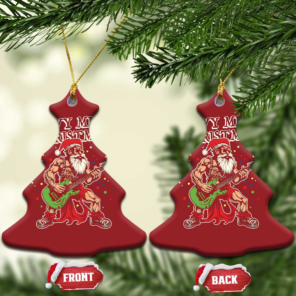 Heavy Metal Santa Christmas Ornament Playing Guitar Christmas Rock Music Lover TS02
