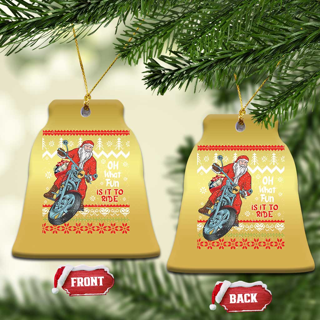 Biker Santa Claus Christmas Ornament Christmas Motorcycle Oh What Fun It Is To Ride Ugly Sweater TS02