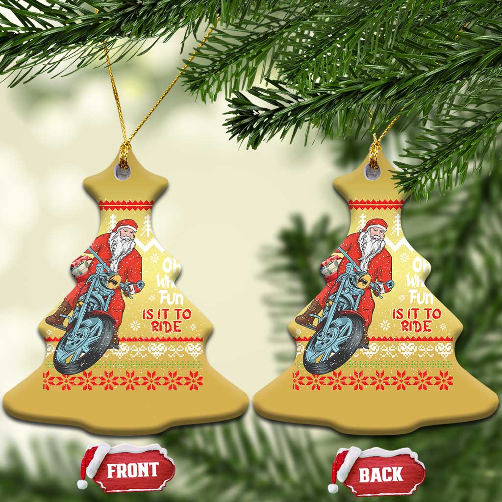 Biker Santa Claus Christmas Ornament Christmas Motorcycle Oh What Fun It Is To Ride Ugly Sweater TS02