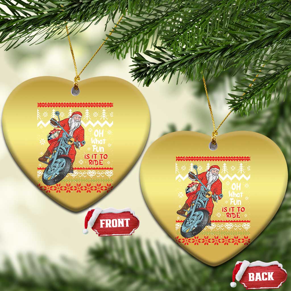 Biker Santa Claus Christmas Ornament Christmas Motorcycle Oh What Fun It Is To Ride Ugly Sweater TS02
