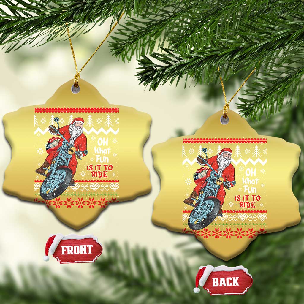 Biker Santa Claus Christmas Ornament Christmas Motorcycle Oh What Fun It Is To Ride Ugly Sweater TS02