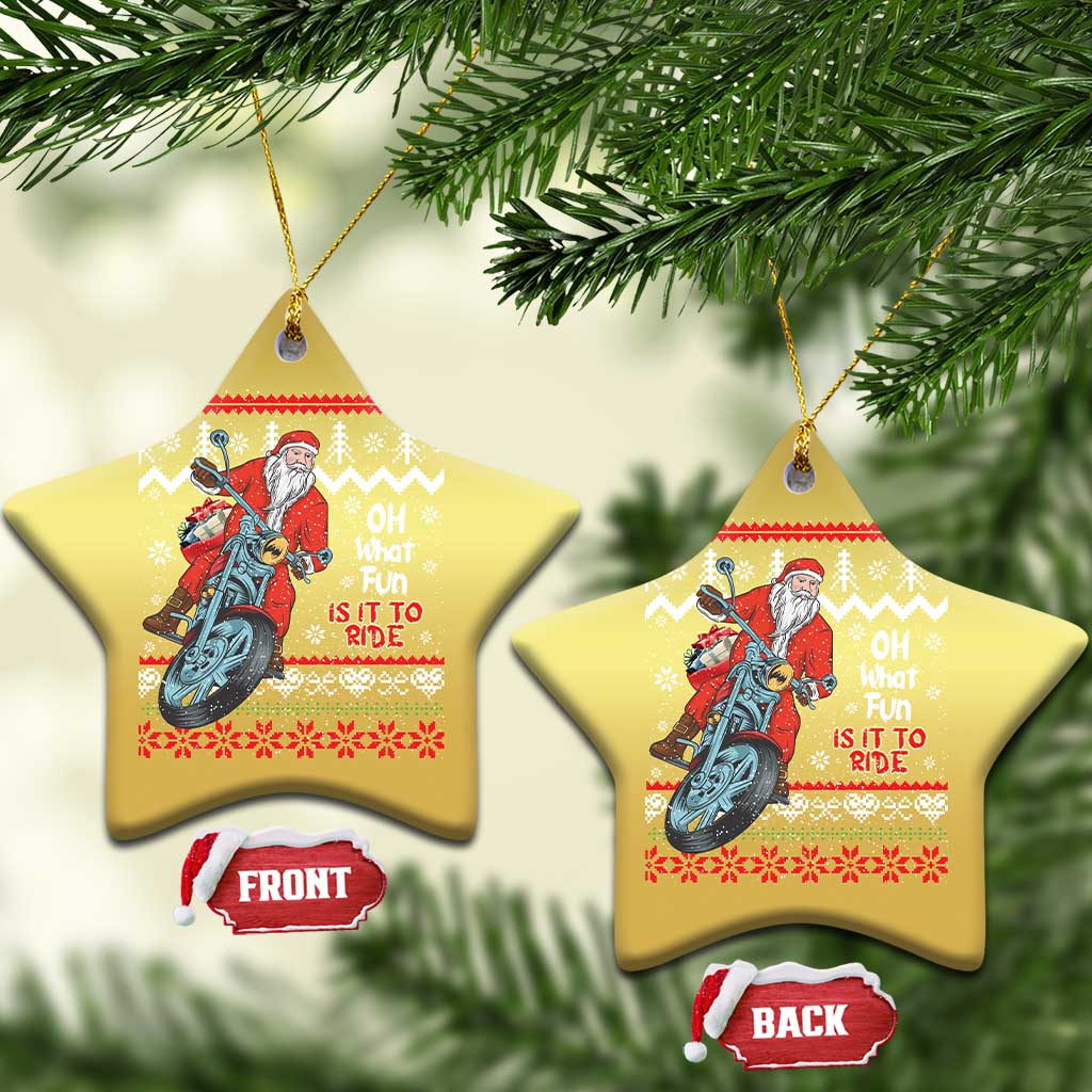 Biker Santa Claus Christmas Ornament Christmas Motorcycle Oh What Fun It Is To Ride Ugly Sweater TS02