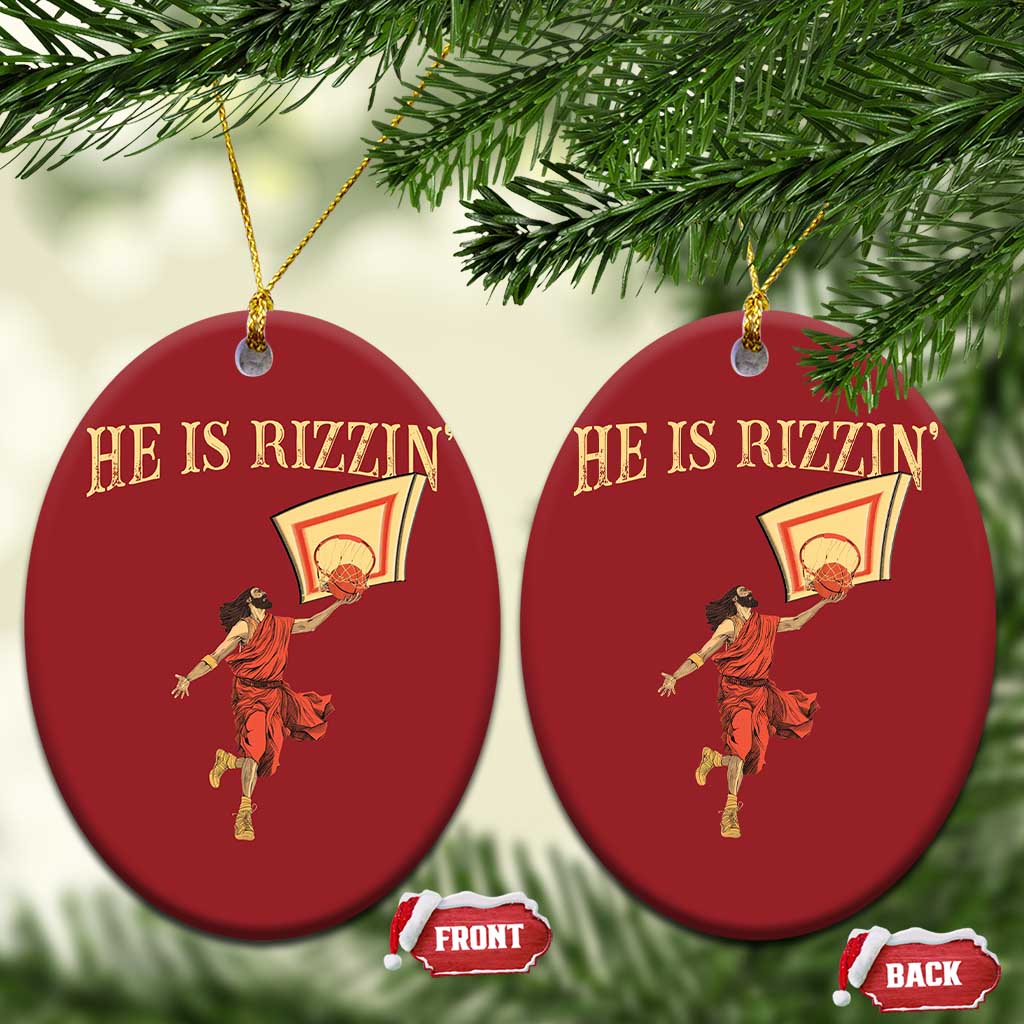 Jesus Basketball Christmas Ornament He Is Rizzin' TS02