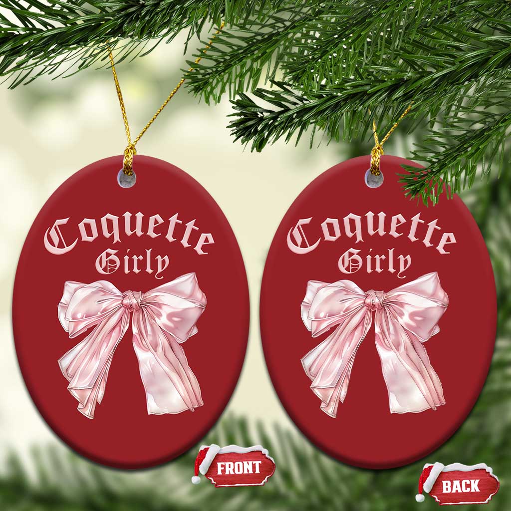 Coquette Girly Christmas Ornament Pink Bow TS02