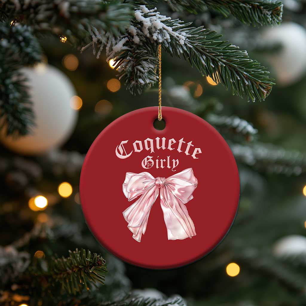 Coquette Girly Christmas Ornament Pink Bow TS02