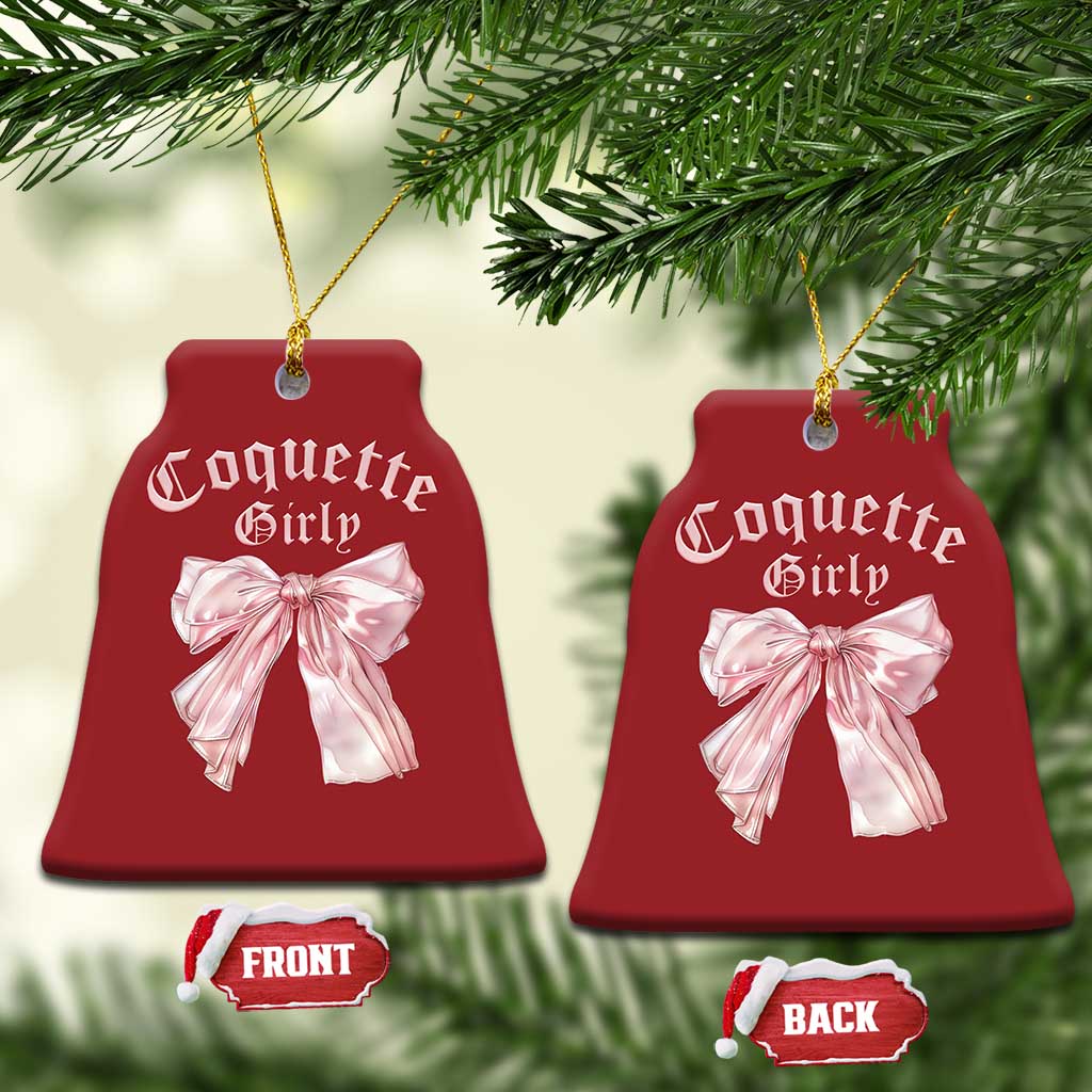 Coquette Girly Christmas Ornament Pink Bow TS02