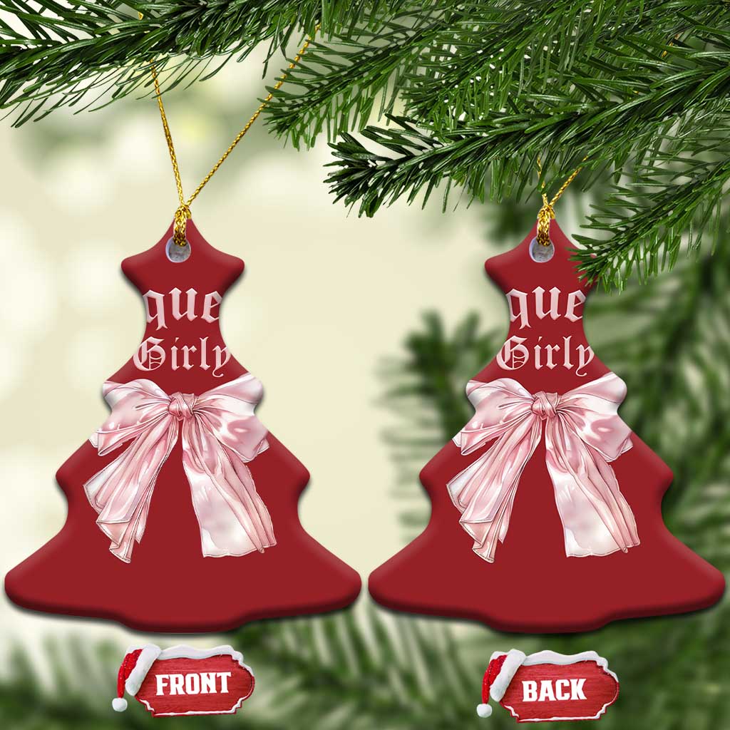 Coquette Girly Christmas Ornament Pink Bow TS02