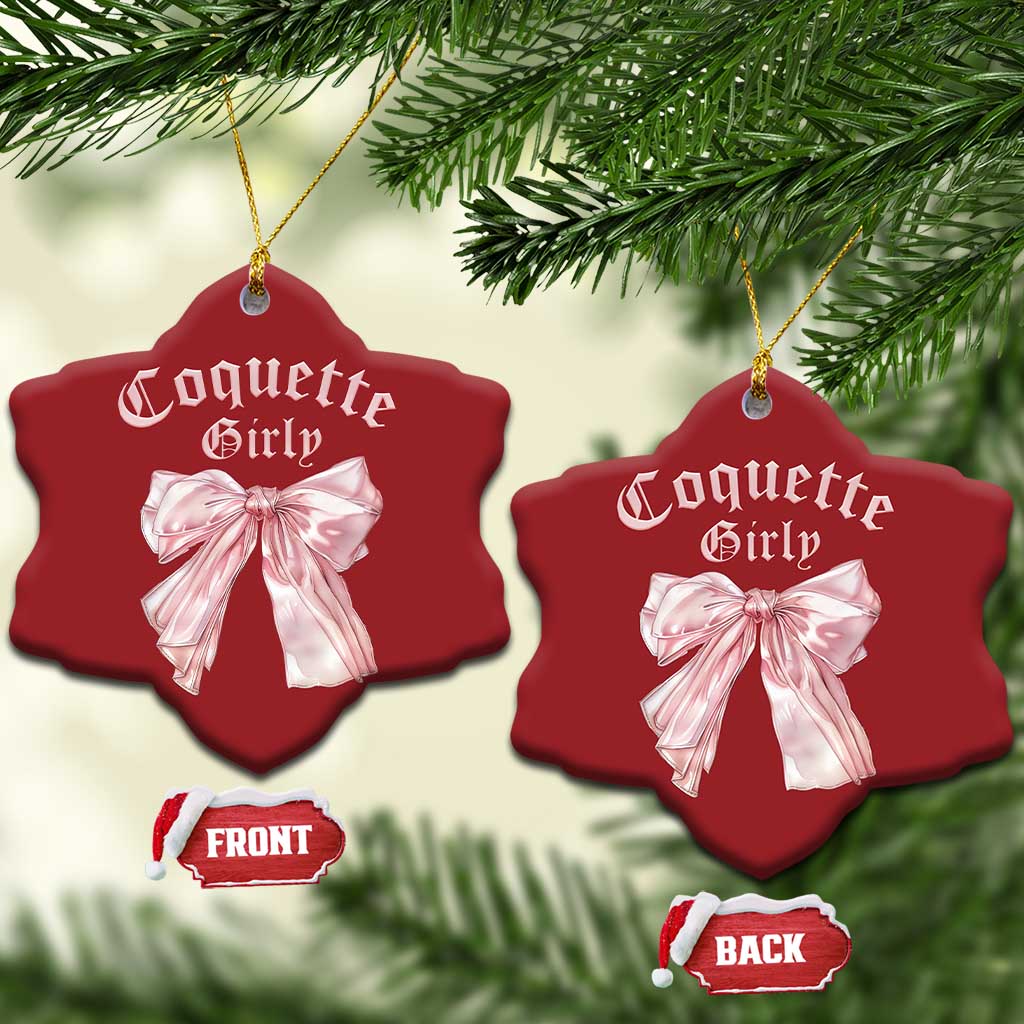 Coquette Girly Christmas Ornament Pink Bow TS02