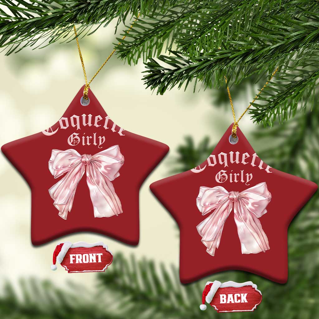 Coquette Girly Christmas Ornament Pink Bow TS02