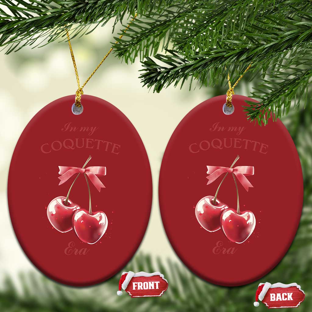 In My Coquette Era Christmas Ornament Red Bow Cherry TS02