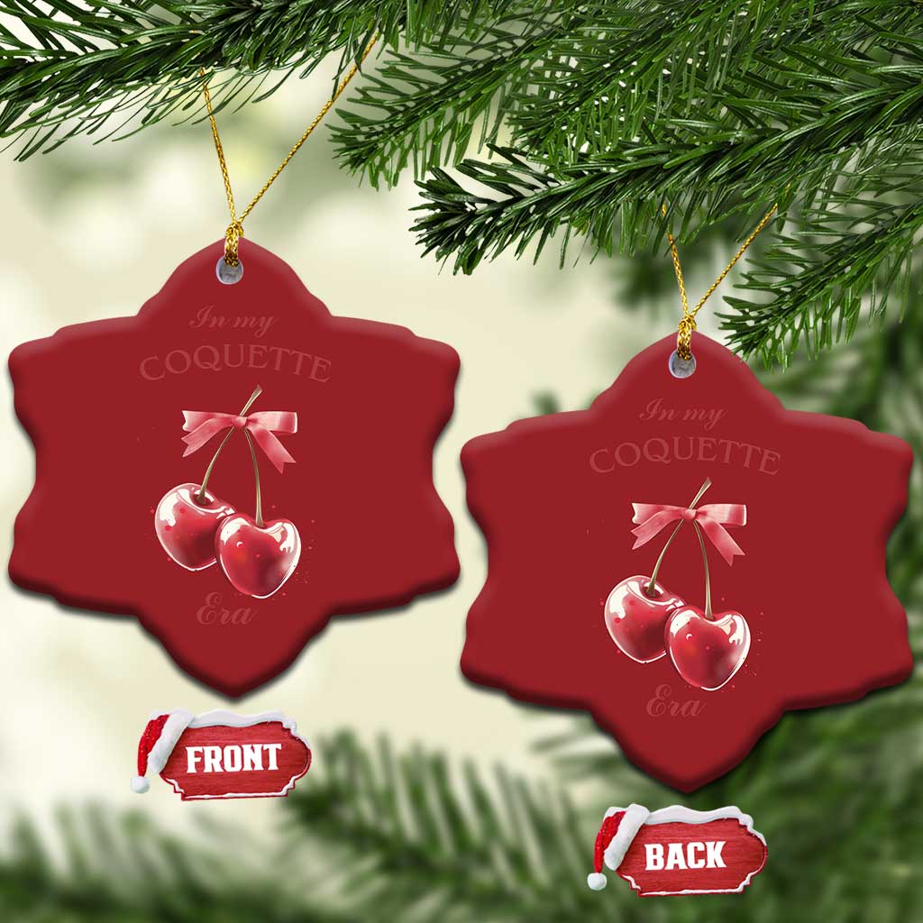 In My Coquette Era Christmas Ornament Red Bow Cherry TS02