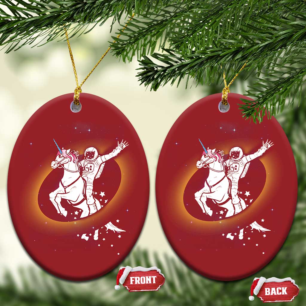 Astronaut Outer Space Christmas Ornament Riding Unicorn Galaxy Astrophysics Lover TS02