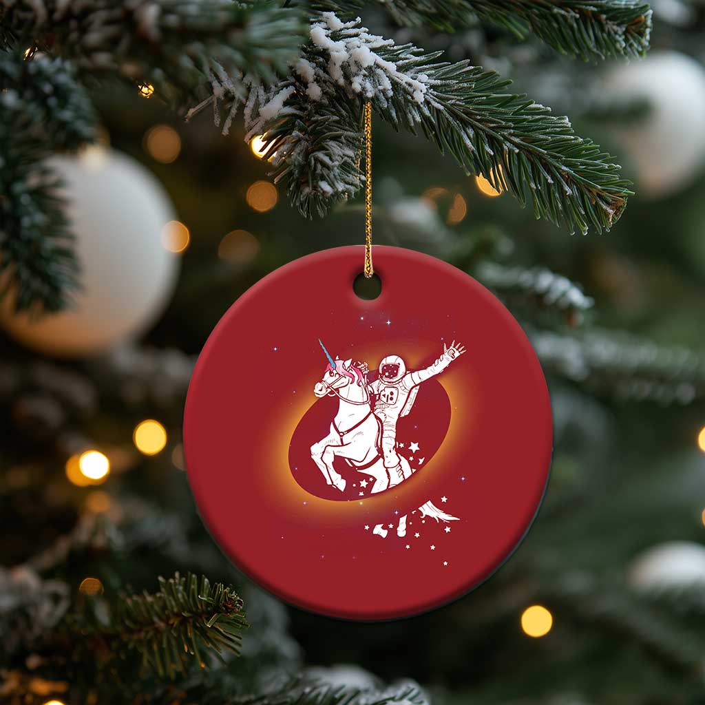 Astronaut Outer Space Christmas Ornament Riding Unicorn Galaxy Astrophysics Lover TS02