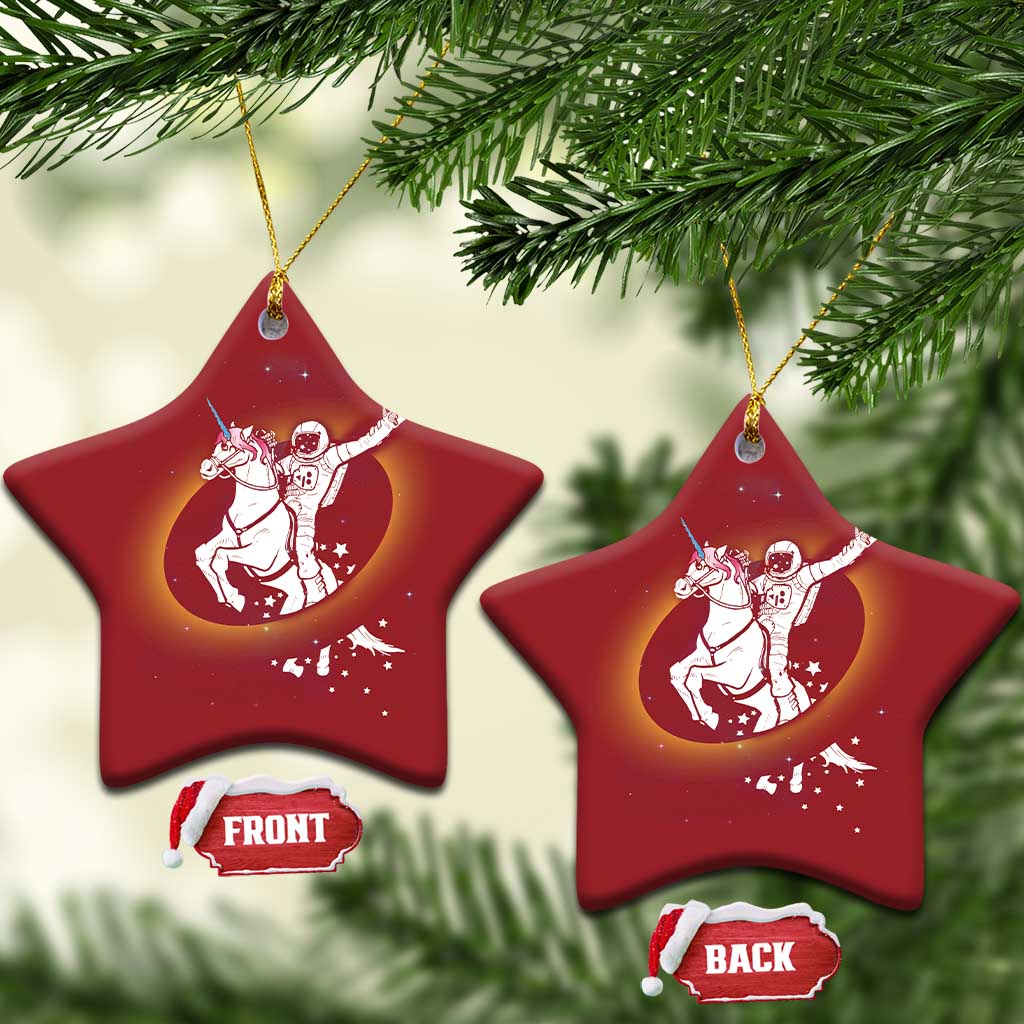 Astronaut Outer Space Christmas Ornament Riding Unicorn Galaxy Astrophysics Lover TS02