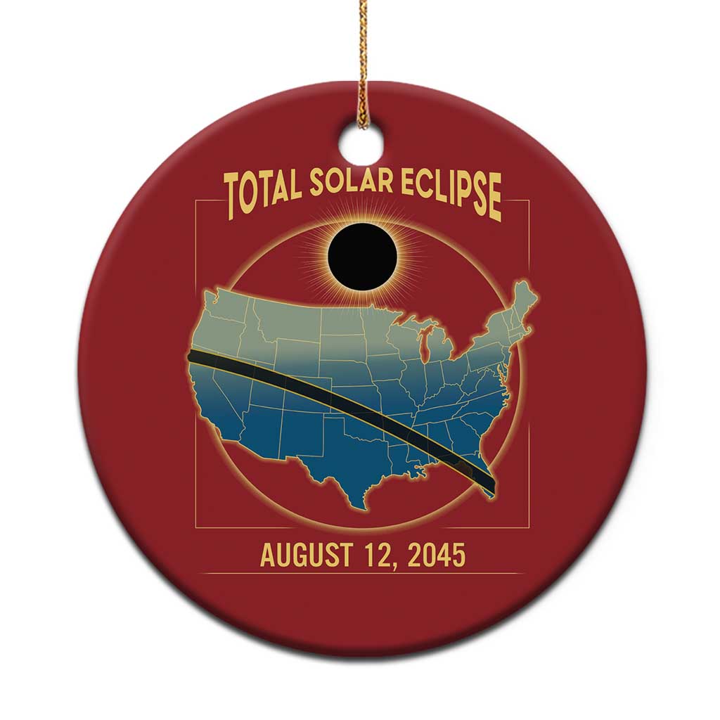 Total Solar Eclipse 2045 Christmas Ornament American Totality Tour Map August 12 TS02