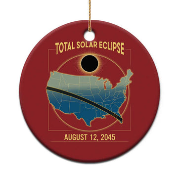 Total Solar Eclipse 2045 Christmas Ornament American Totality Tour Map August 12 TS02