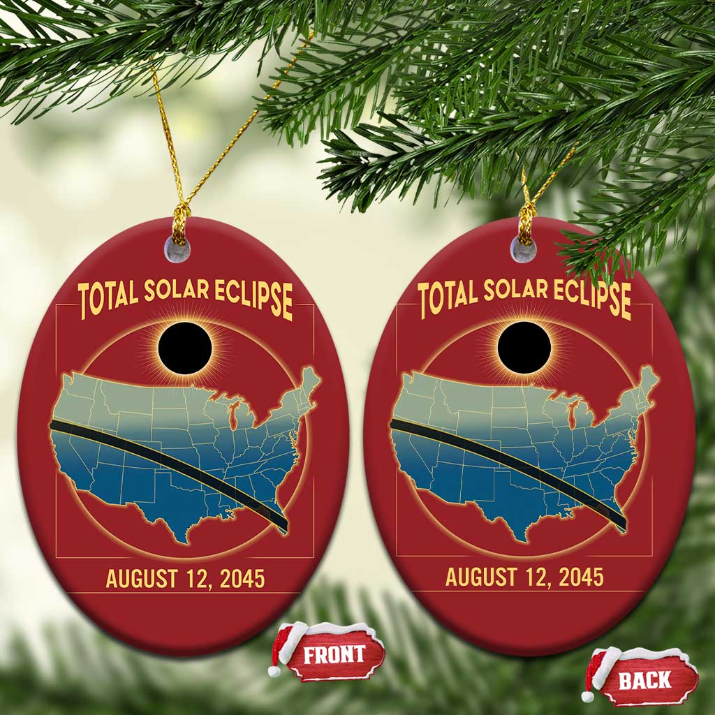 Total Solar Eclipse 2045 Christmas Ornament American Totality Tour Map August 12 TS02