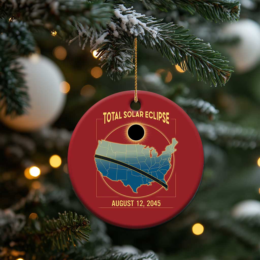 Total Solar Eclipse 2045 Christmas Ornament American Totality Tour Map August 12 TS02