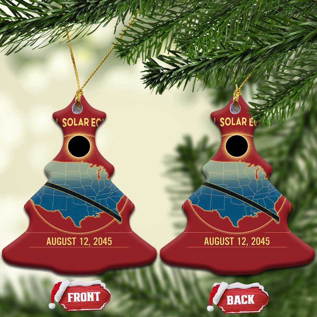 Total Solar Eclipse 2045 Christmas Ornament American Totality Tour Map August 12 TS02