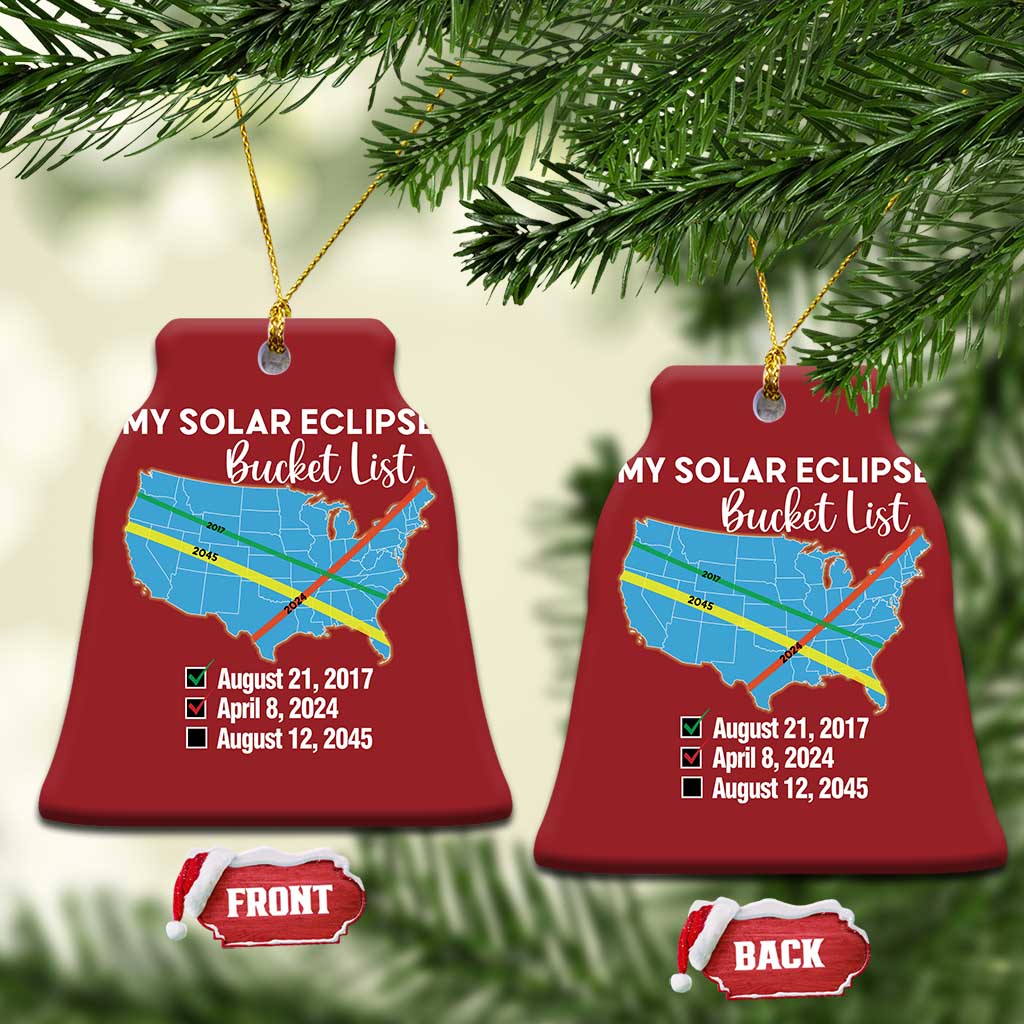Total Solar Eclipse 2045 Christmas Ornament My Totality Bucket List 2017 2024 2045 Tour Map TS02