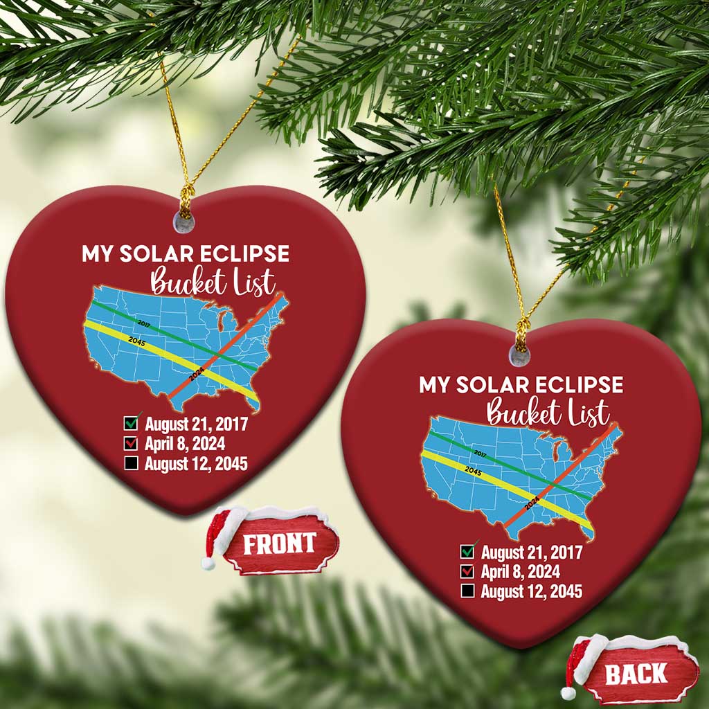 Total Solar Eclipse 2045 Christmas Ornament My Totality Bucket List 2017 2024 2045 Tour Map TS02