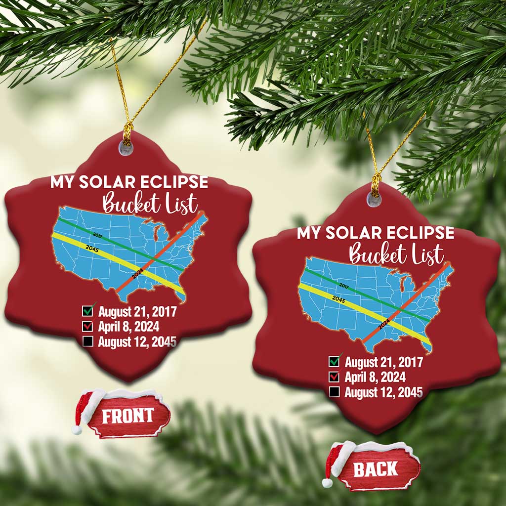 Total Solar Eclipse 2045 Christmas Ornament My Totality Bucket List 2017 2024 2045 Tour Map TS02