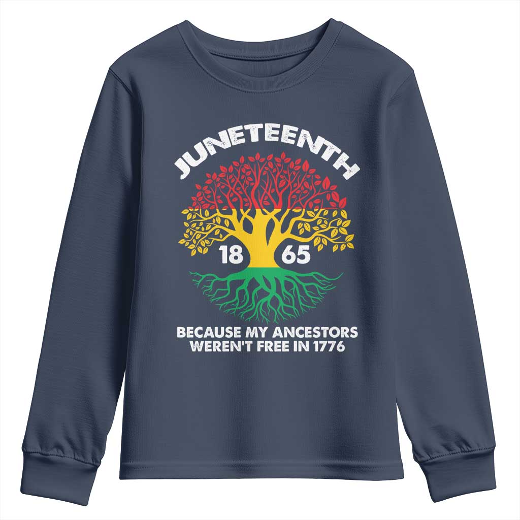 Juneteenth 1865 Youth Sweatshirt Because My Ancestor Weren't Free In 1776 African American Roots TS02