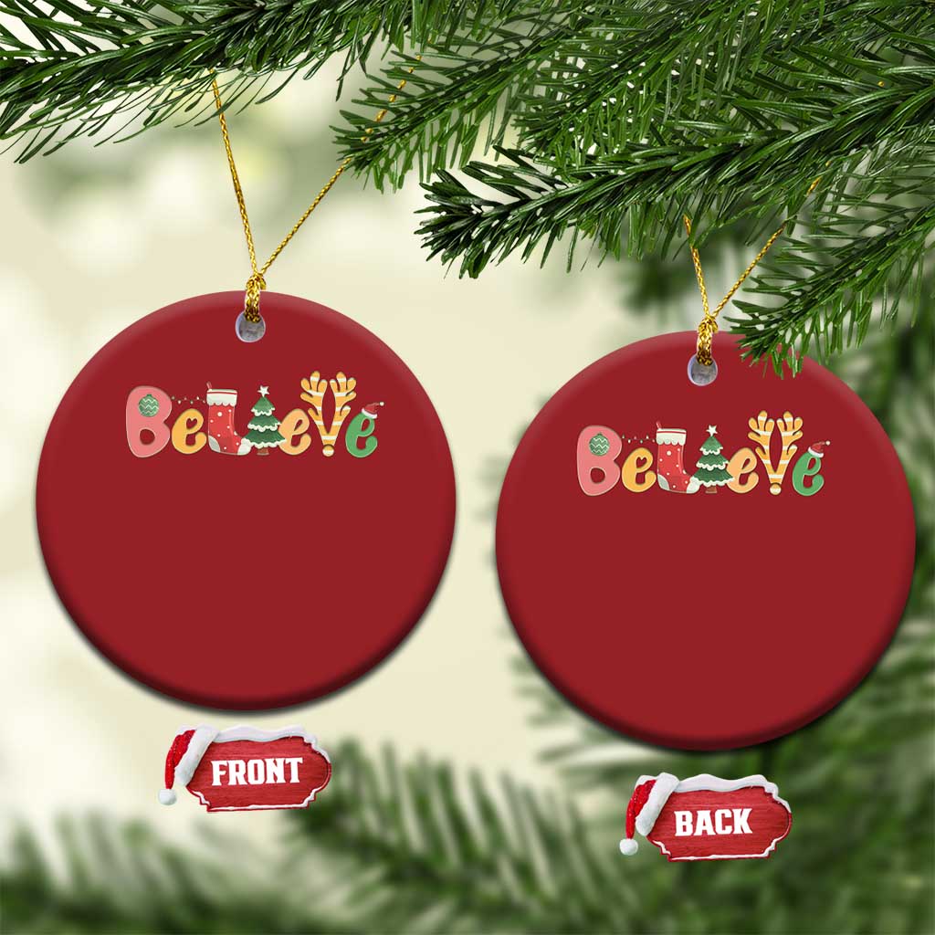 Believe Xmas Christmas Ornament Santa Claus Reindeer Candy Cane Groovy Xmas TS02