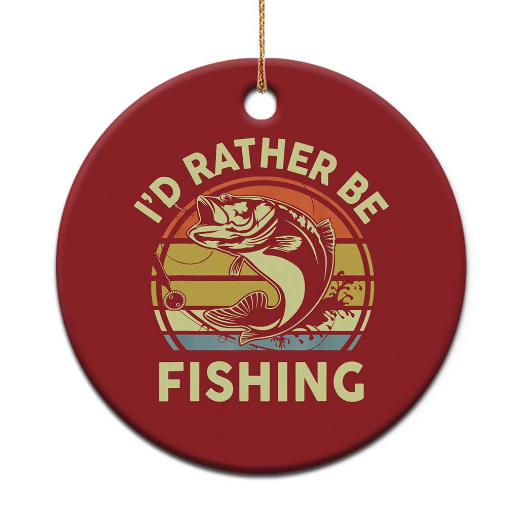 Funny Bass Fishing Christmas Ornament I'd Rather Be Fishing Retro Vintage TS02