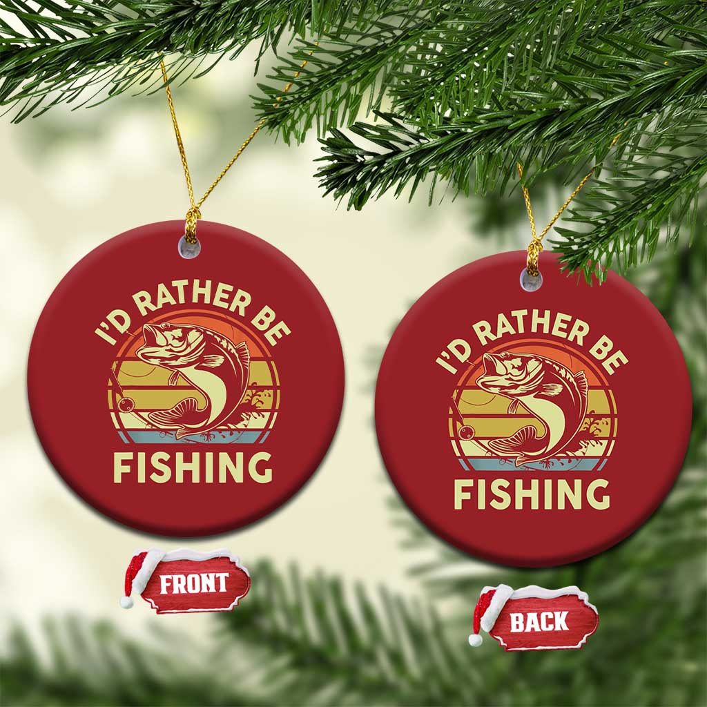 Funny Bass Fishing Christmas Ornament I'd Rather Be Fishing Retro Vintage TS02