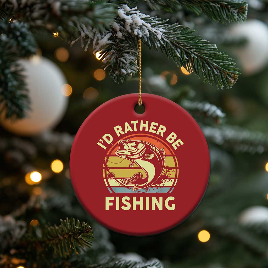Funny Bass Fishing Christmas Ornament I'd Rather Be Fishing Retro Vintage TS02