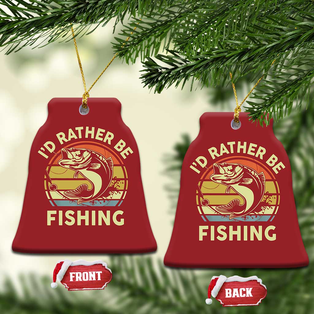 Funny Bass Fishing Christmas Ornament I'd Rather Be Fishing Retro Vintage TS02