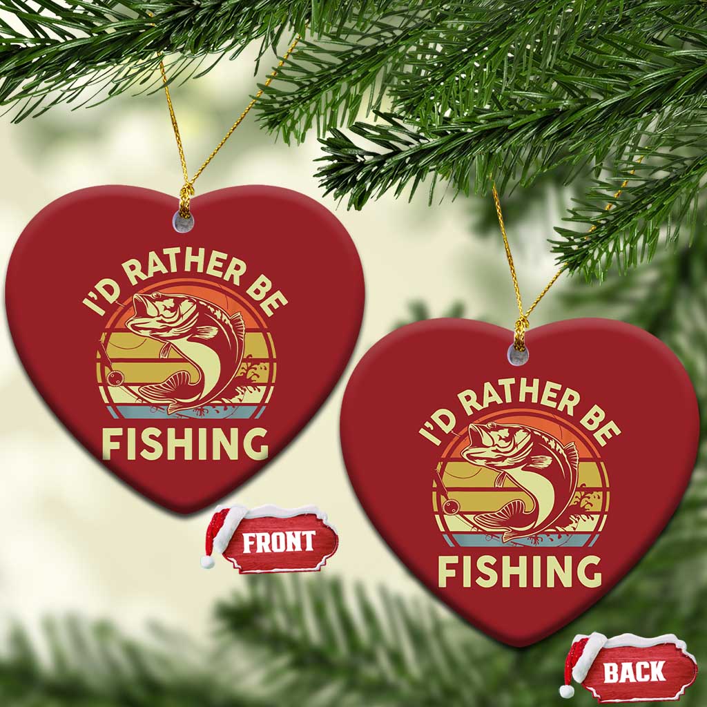 Funny Bass Fishing Christmas Ornament I'd Rather Be Fishing Retro Vintage TS02