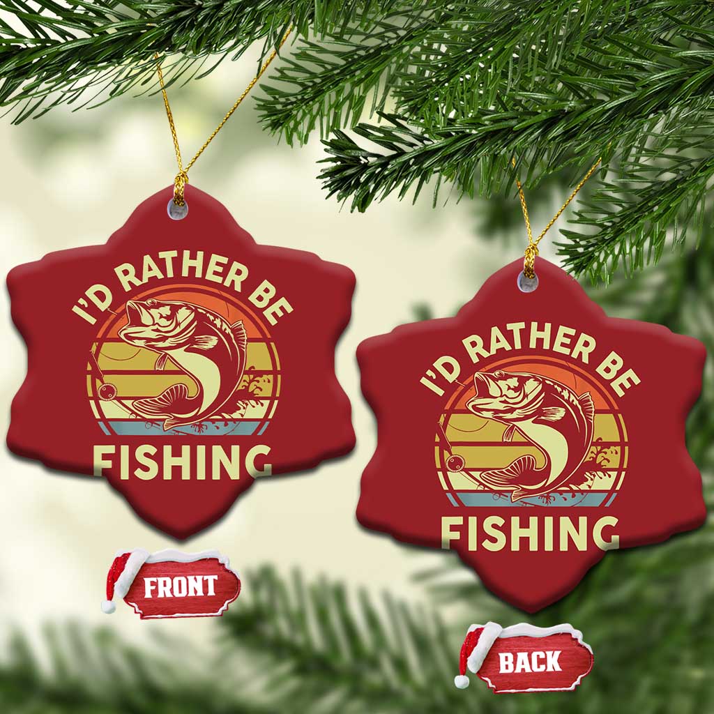Funny Bass Fishing Christmas Ornament I'd Rather Be Fishing Retro Vintage TS02