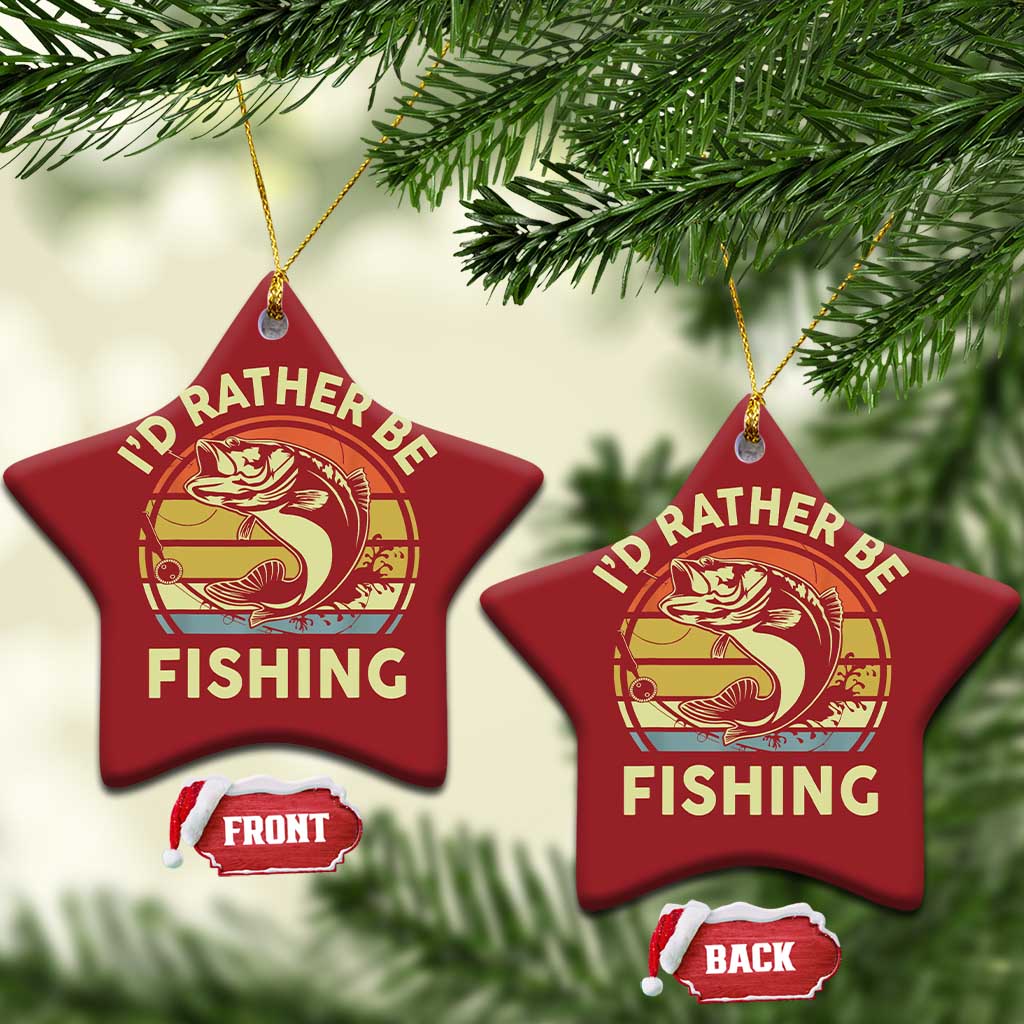 Funny Bass Fishing Christmas Ornament I'd Rather Be Fishing Retro Vintage TS02
