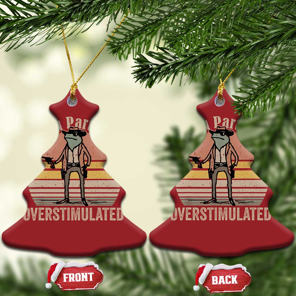 Hold On Partner I'm Overstimulated Christmas Ornament Funny Cowboy Frog Retro Vintage TS02