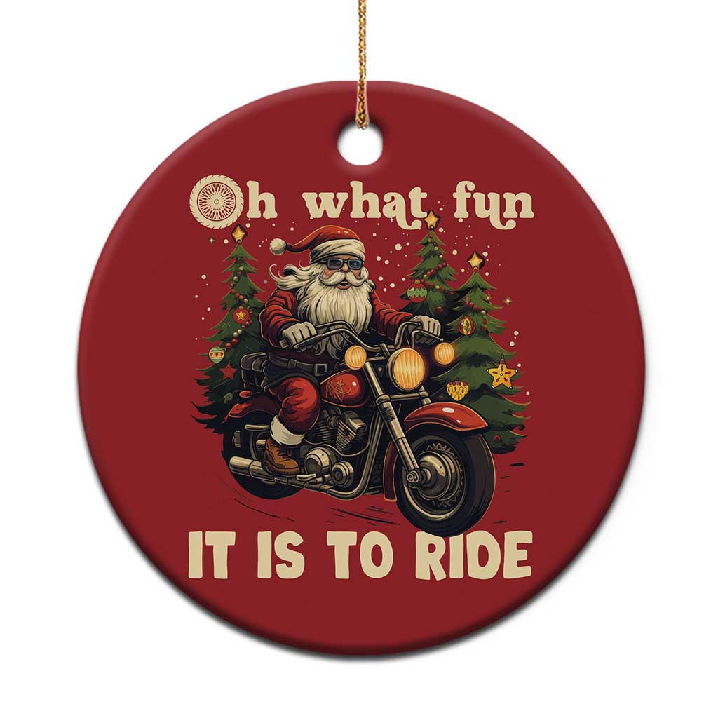 Biker Santa Claus Christmas Ornament Oh What Fun It Is To Ride Motorcycle Xmas Tree TS02