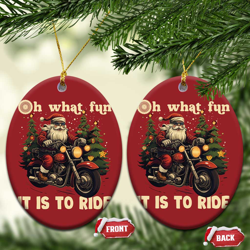 Biker Santa Claus Christmas Ornament Oh What Fun It Is To Ride Motorcycle Xmas Tree TS02