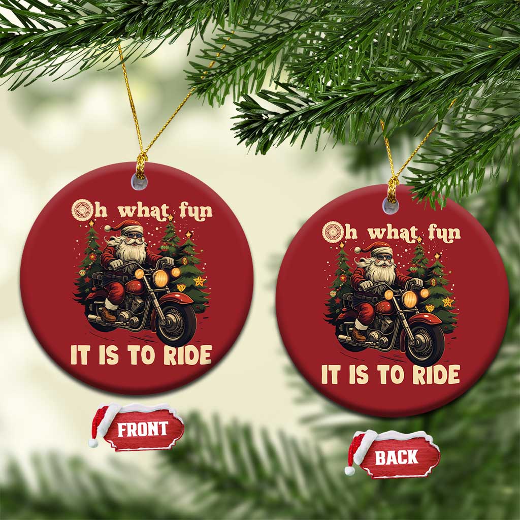 Biker Santa Claus Christmas Ornament Oh What Fun It Is To Ride Motorcycle Xmas Tree TS02