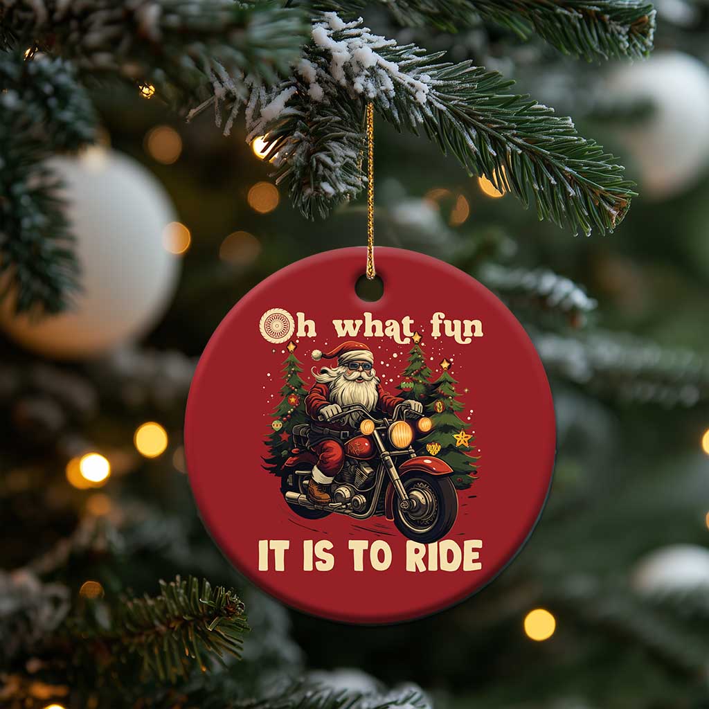 Biker Santa Claus Christmas Ornament Oh What Fun It Is To Ride Motorcycle Xmas Tree TS02