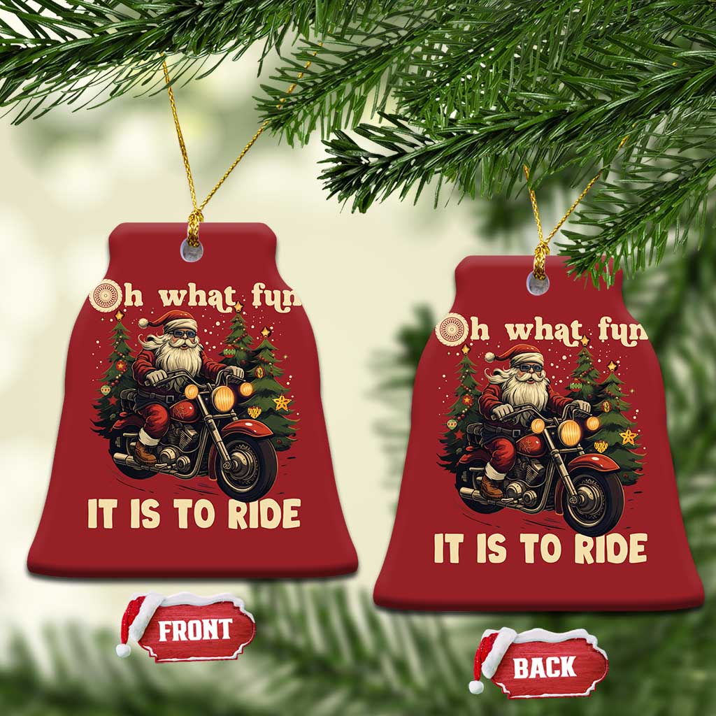 Biker Santa Claus Christmas Ornament Oh What Fun It Is To Ride Motorcycle Xmas Tree TS02